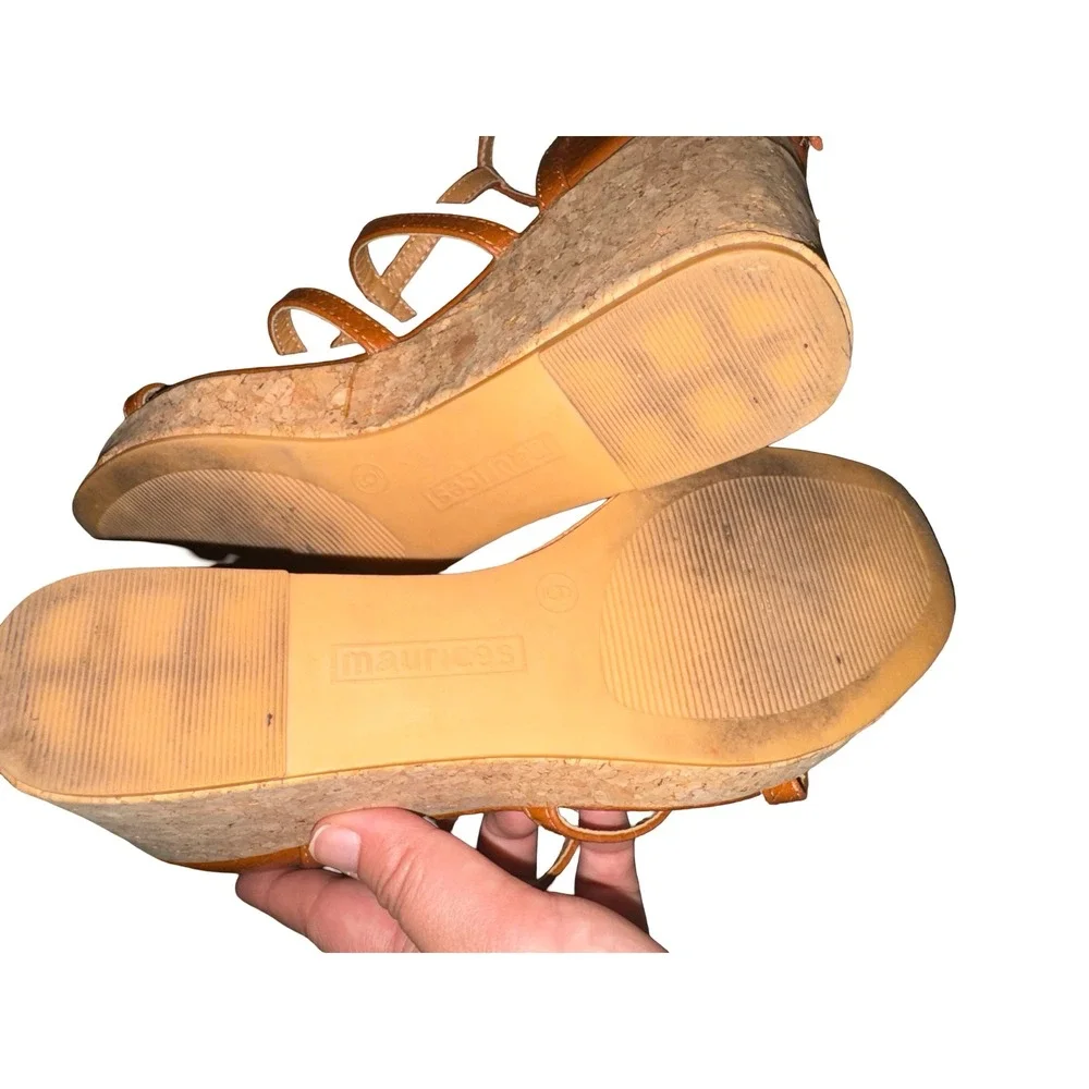 Like new SuperCush Ava Python Cork‎ Wedge in brown sz 6